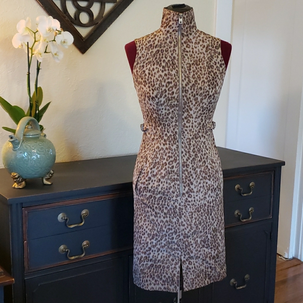 Sleek Marc New York Leopard Print Zip front dress